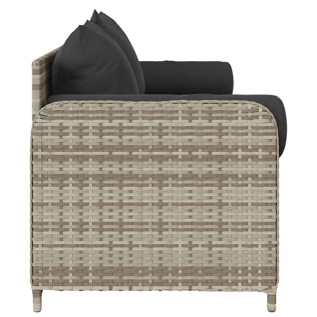 Tuinbank 3-zits met kussens poly rattan lichtgrijs is nu te koop bij PeponiXL, paradijselijk wonen!