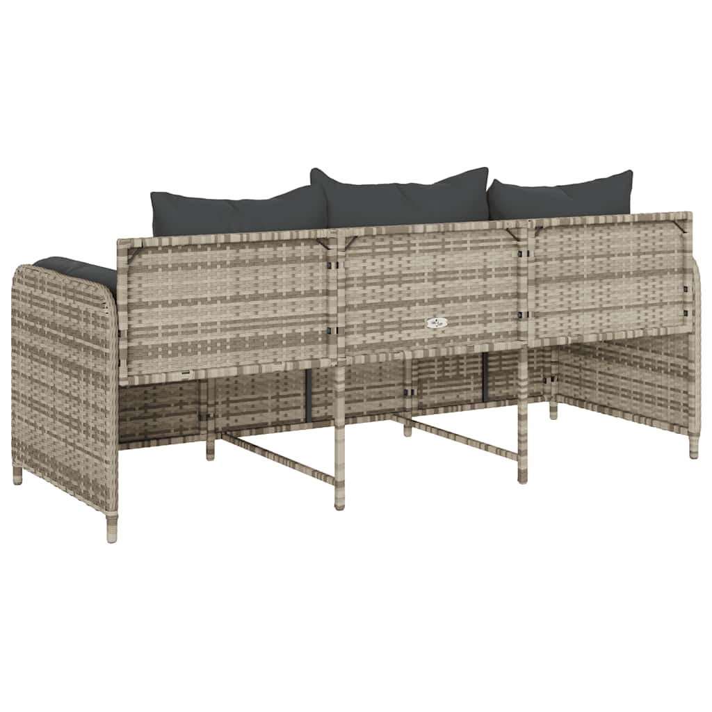 Tuinbank 3-zits met kussens poly rattan lichtgrijs is nu te koop bij PeponiXL, paradijselijk wonen!