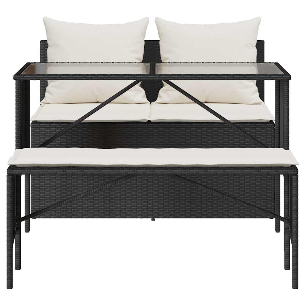 3-delige Tuinset met kussens poly rattan zwart is nu te koop bij PeponiXL, paradijselijk wonen!