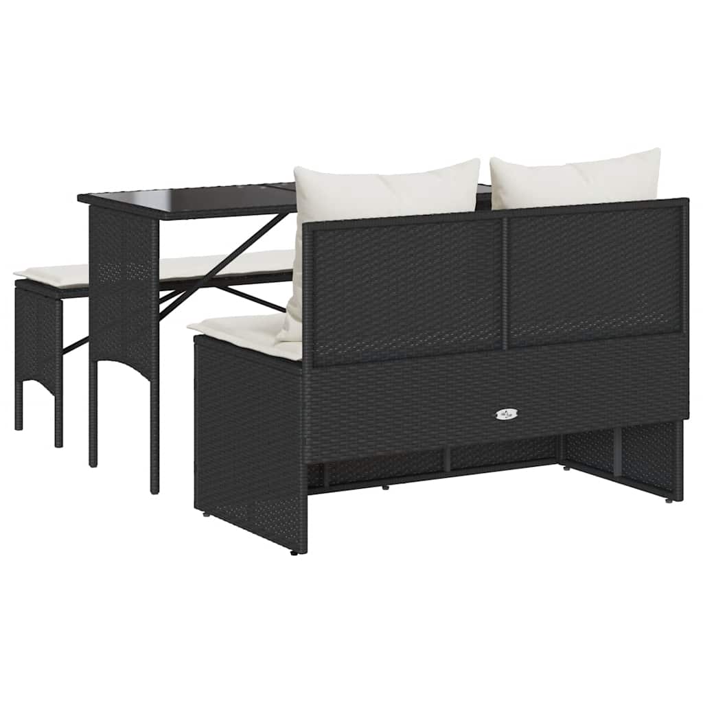 3-delige Tuinset met kussens poly rattan zwart is nu te koop bij PeponiXL, paradijselijk wonen!