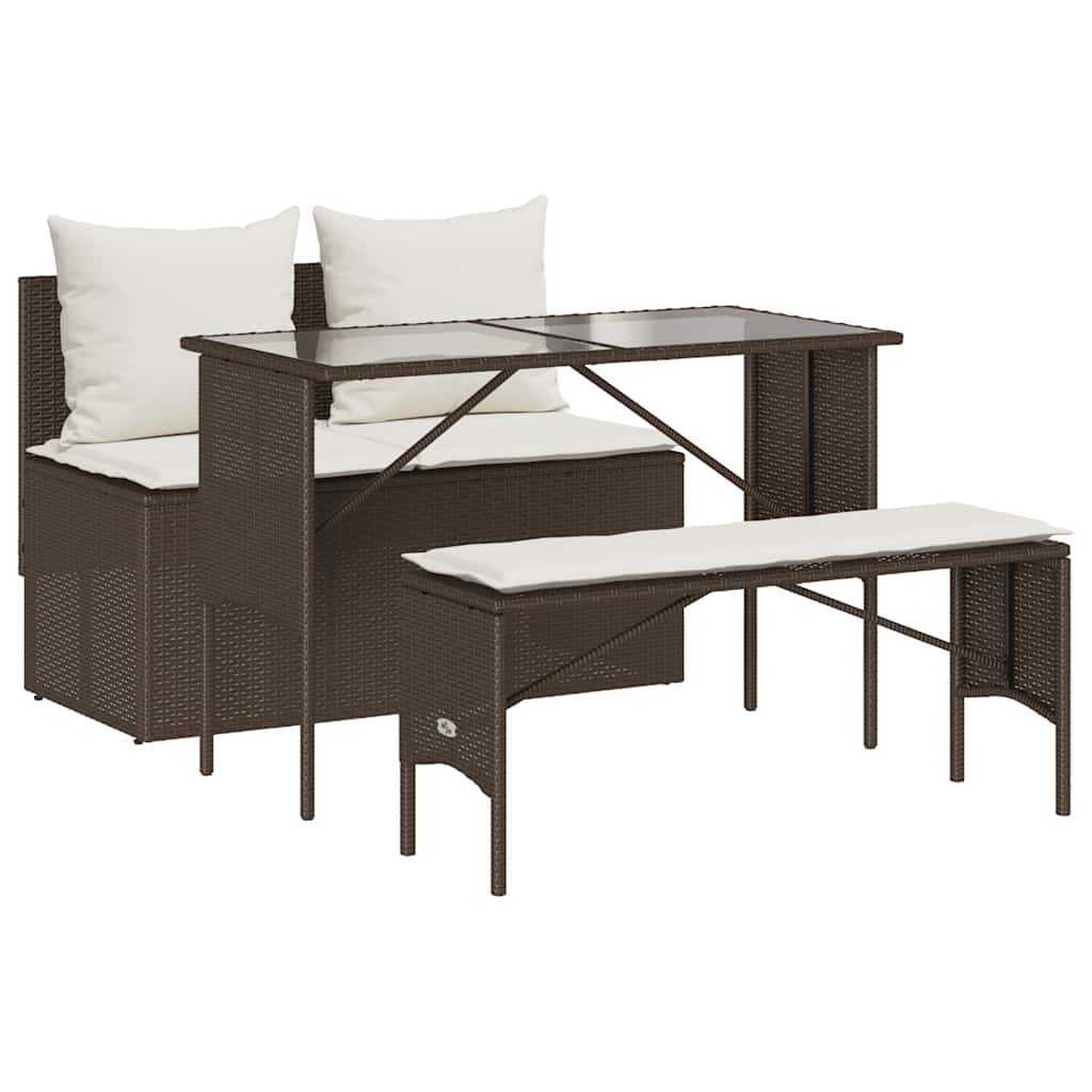 3-delige Tuinset met kussens poly rattan bruin is nu te koop bij PeponiXL, paradijselijk wonen!