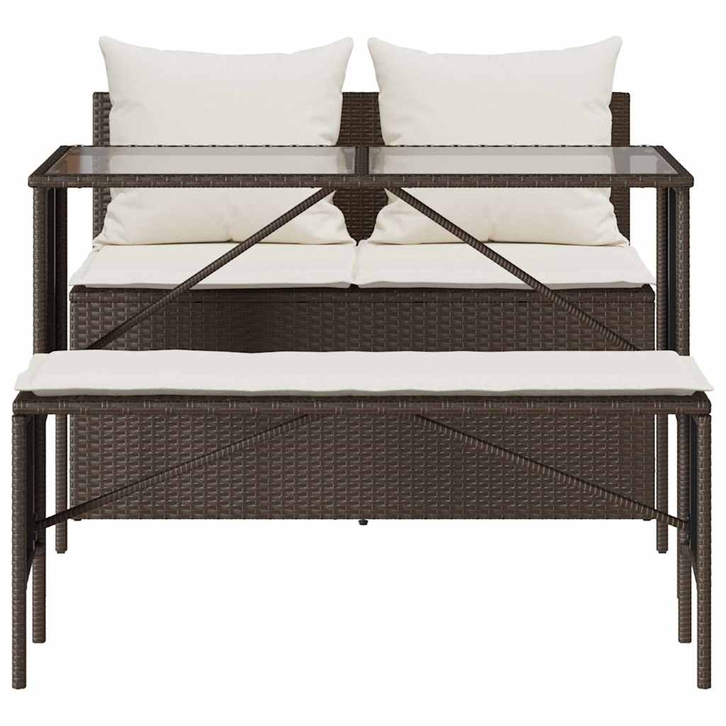3-delige Tuinset met kussens poly rattan bruin is nu te koop bij PeponiXL, paradijselijk wonen!
