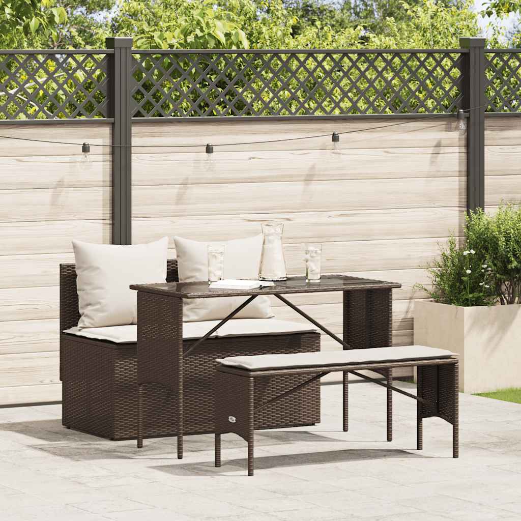 3-delige Tuinset met kussens poly rattan bruin is nu te koop bij PeponiXL, paradijselijk wonen!