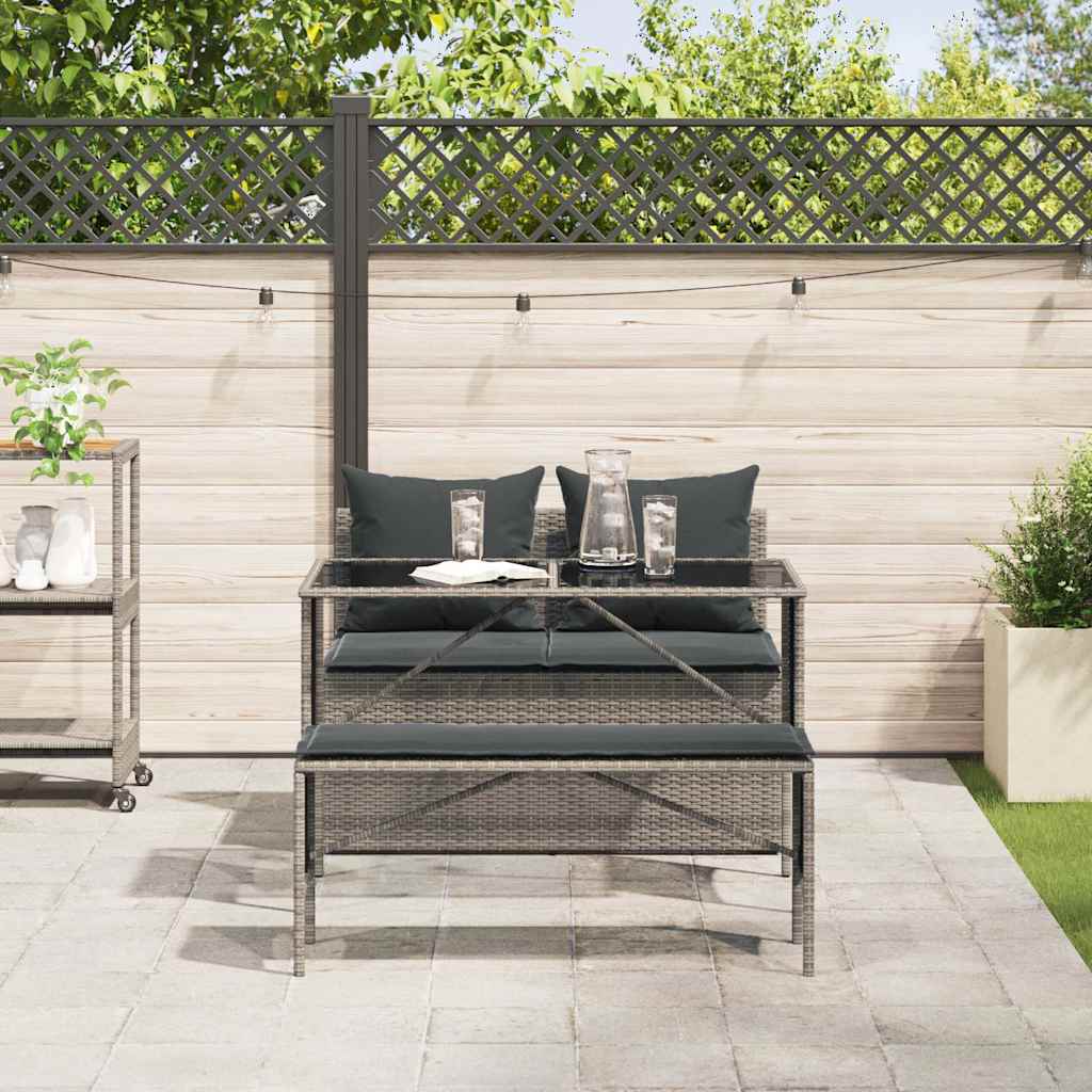 3-delige Tuinset met kussens poly rattan grijs is nu te koop bij PeponiXL, paradijselijk wonen!