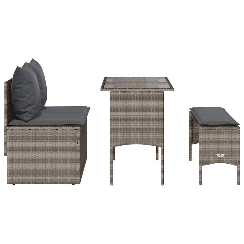 3-delige Tuinset met kussens poly rattan grijs is nu te koop bij PeponiXL, paradijselijk wonen!