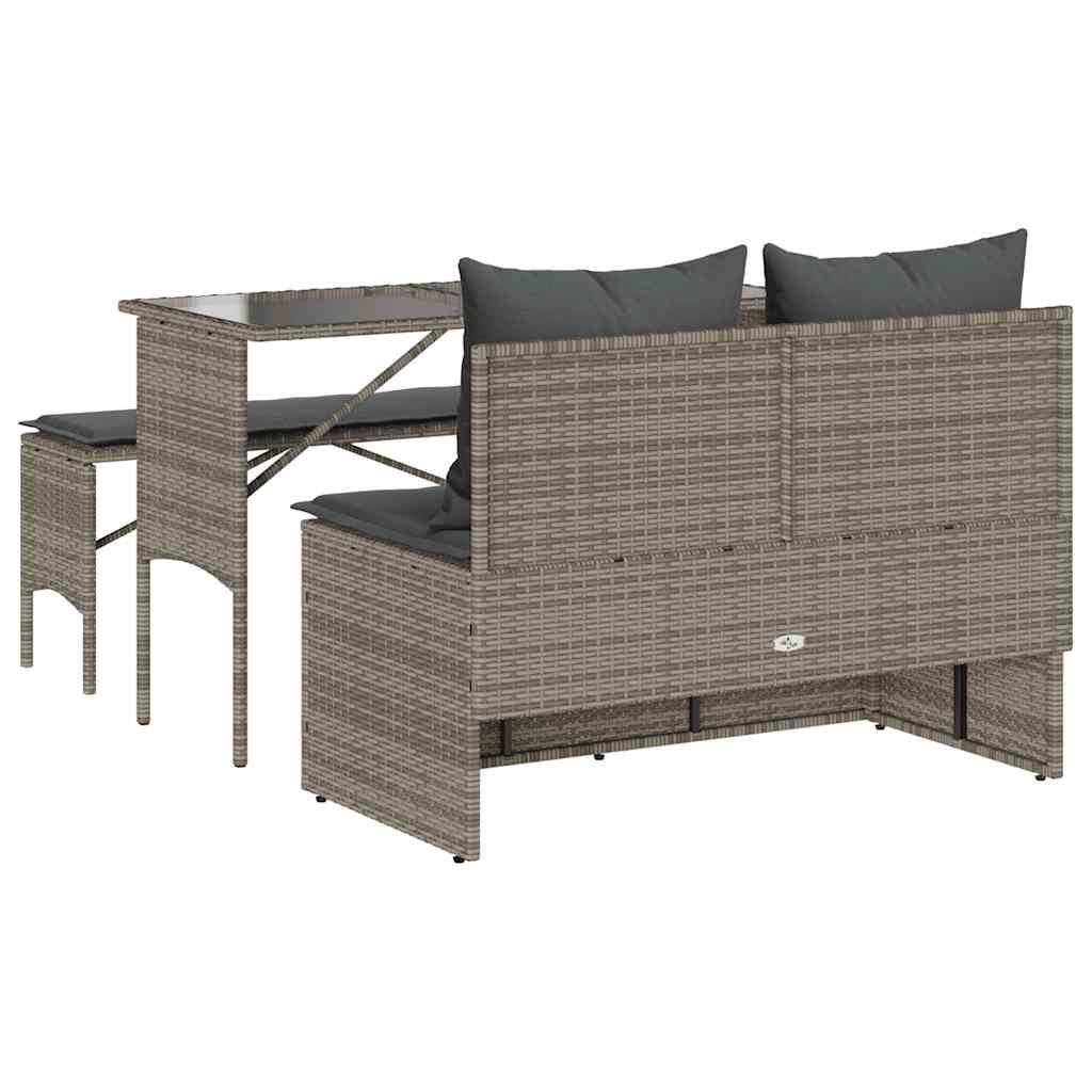 3-delige Tuinset met kussens poly rattan grijs is nu te koop bij PeponiXL, paradijselijk wonen!
