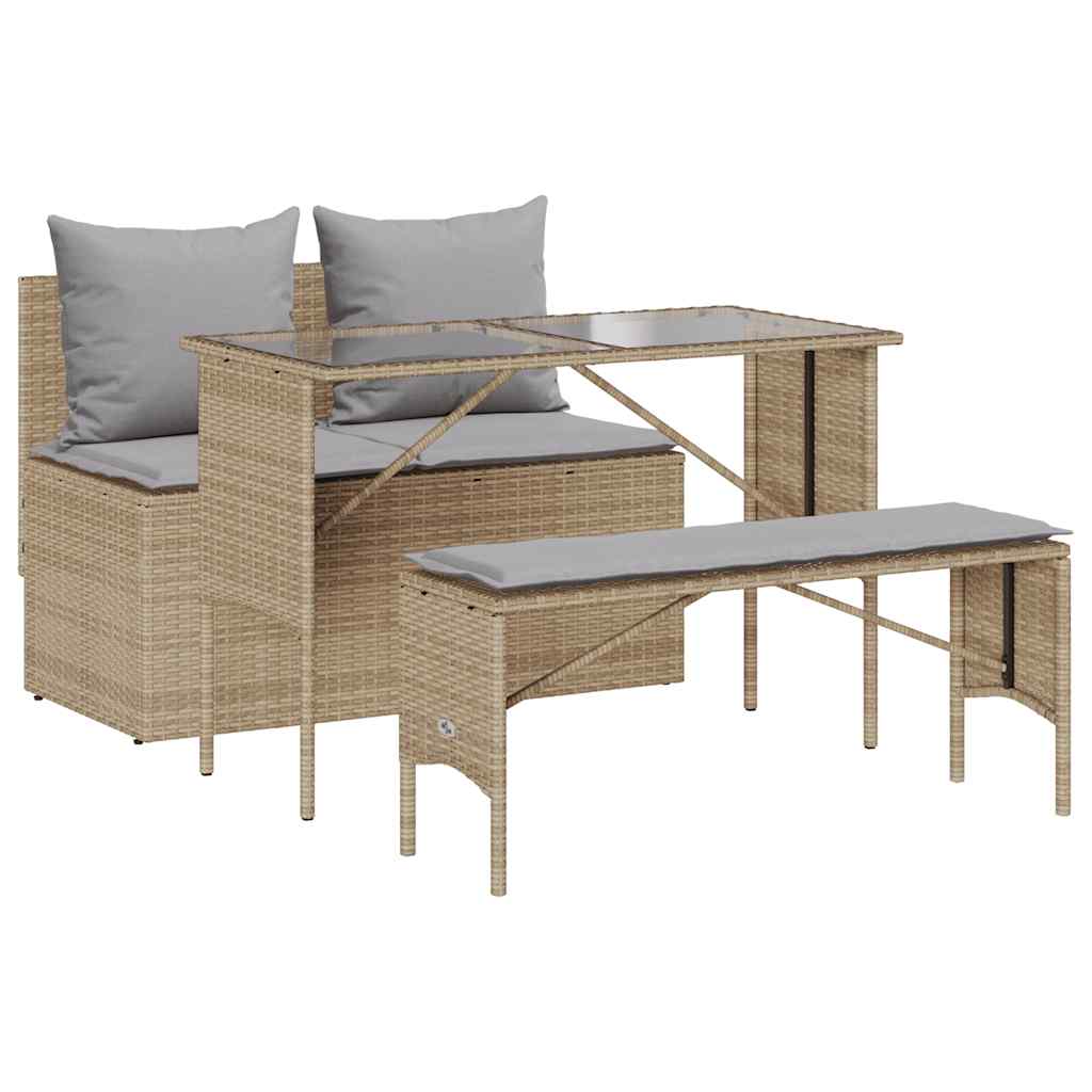 3-delige Tuinset met kussens poly rattan beige is nu te koop bij PeponiXL, paradijselijk wonen!