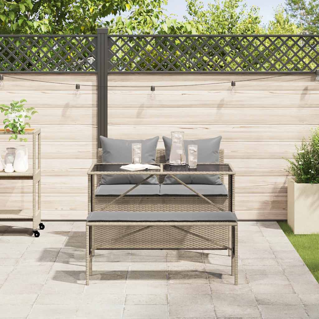 3-delige Tuinset met kussens poly rattan beige is nu te koop bij PeponiXL, paradijselijk wonen!
