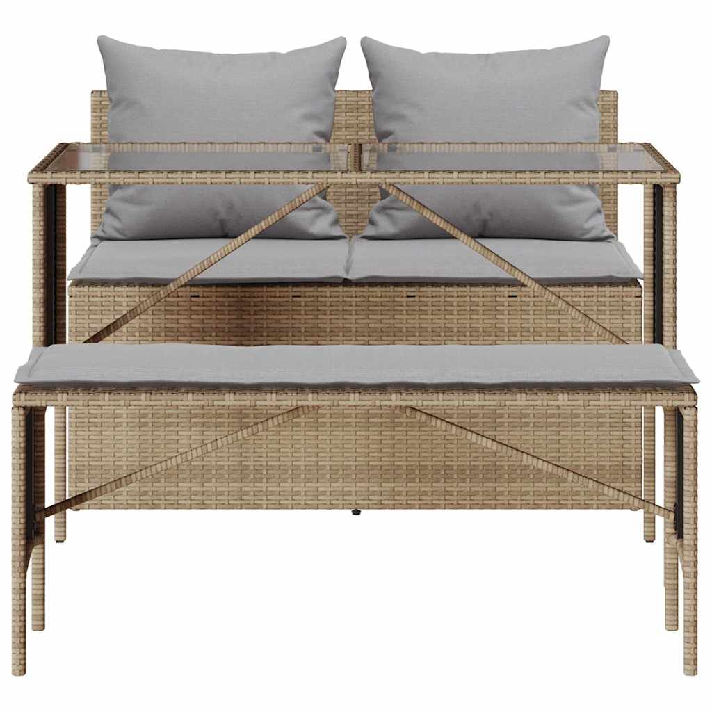 3-delige Tuinset met kussens poly rattan beige is nu te koop bij PeponiXL, paradijselijk wonen!