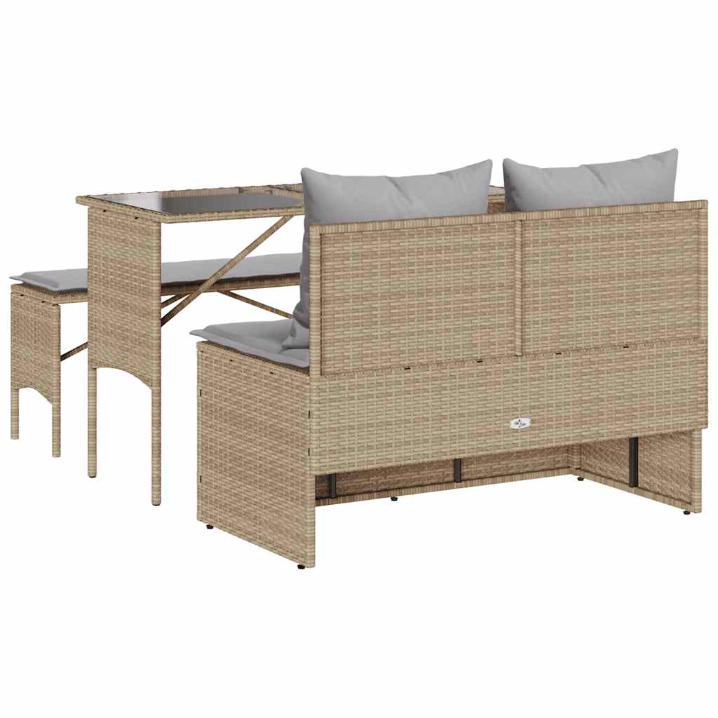 3-delige Tuinset met kussens poly rattan beige is nu te koop bij PeponiXL, paradijselijk wonen!