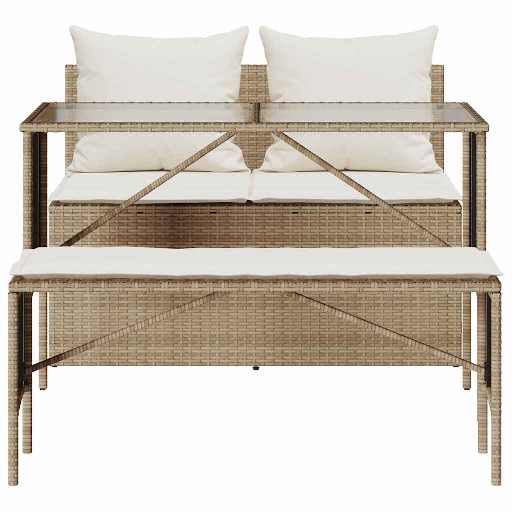 3-delige Tuinset met kussens poly rattan beige is nu te koop bij PeponiXL, paradijselijk wonen!