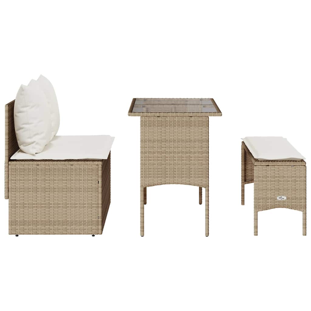 3-delige Tuinset met kussens poly rattan beige is nu te koop bij PeponiXL, paradijselijk wonen!