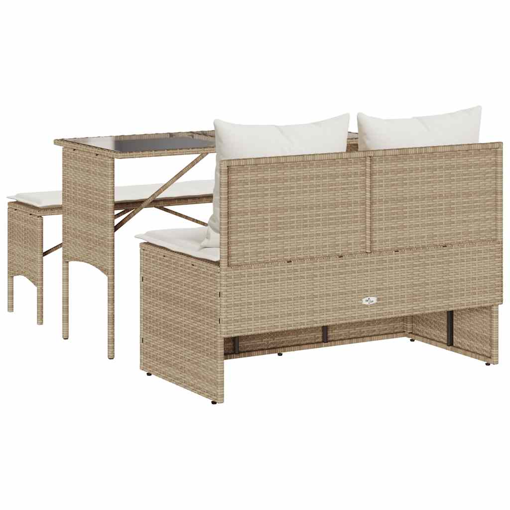 3-delige Tuinset met kussens poly rattan beige is nu te koop bij PeponiXL, paradijselijk wonen!
