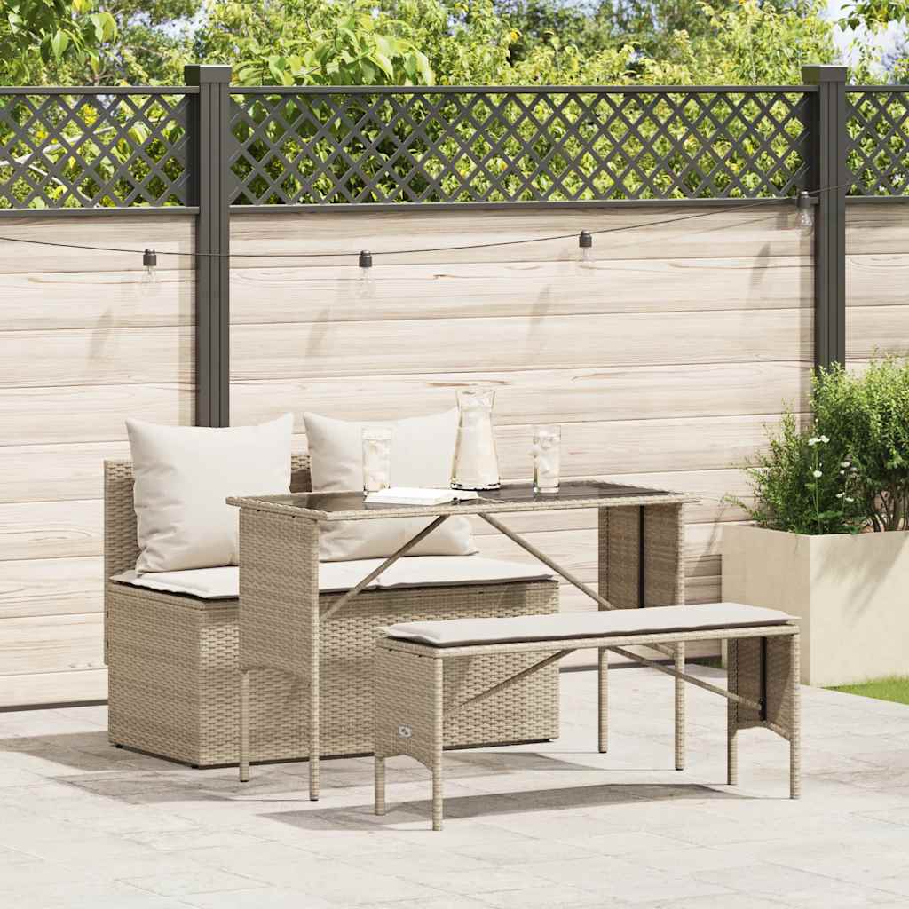 3-delige Tuinset met kussens poly rattan beige is nu te koop bij PeponiXL, paradijselijk wonen!