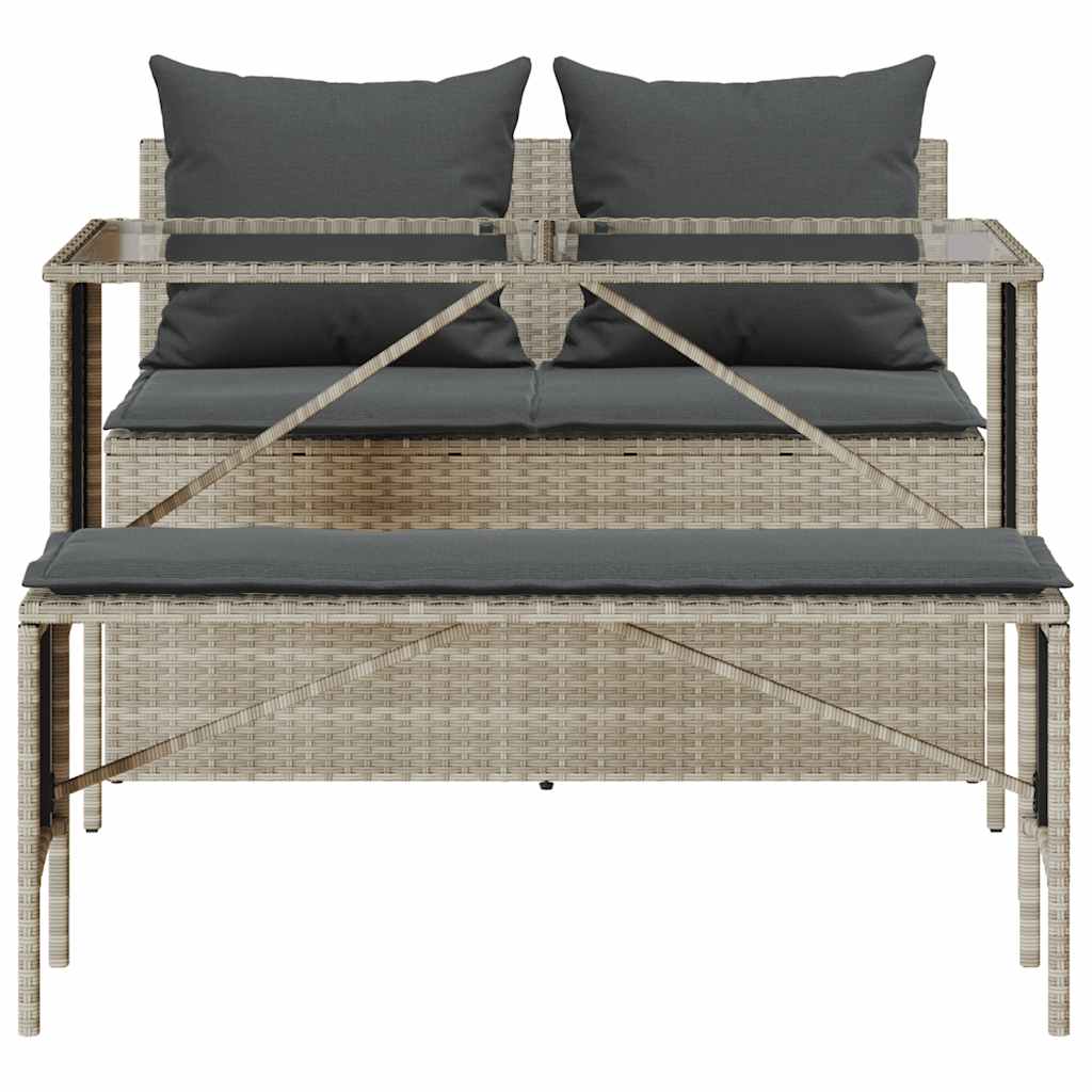 3-delige Tuinset met kussens poly rattan lichtgrijs is nu te koop bij PeponiXL, paradijselijk wonen!