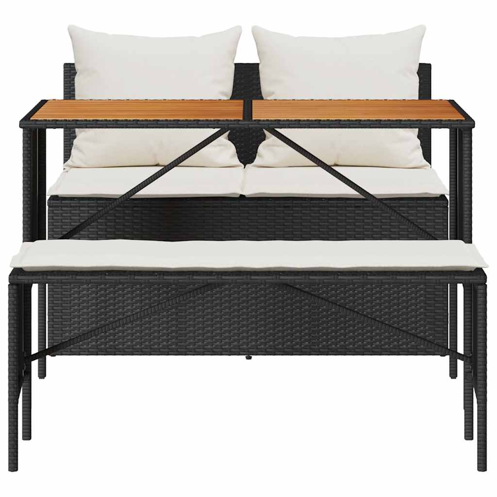 3-delige tuinset met kussens van zwart polyrotan is nu te koop bij PeponiXL, paradijselijk wonen!