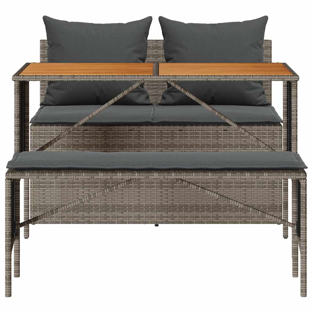 3-delige tuinset met kussens, grijs polyrotan is nu te koop bij PeponiXL, paradijselijk wonen!