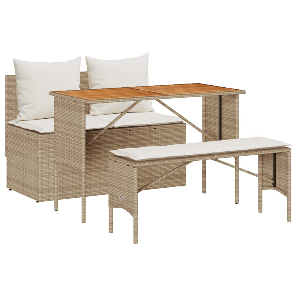 3-delige tuinset met kussens, beige polyrotan is nu te koop bij PeponiXL, paradijselijk wonen!
