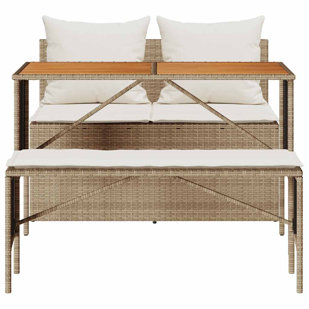 3-delige tuinset met kussens, beige polyrotan is nu te koop bij PeponiXL, paradijselijk wonen!