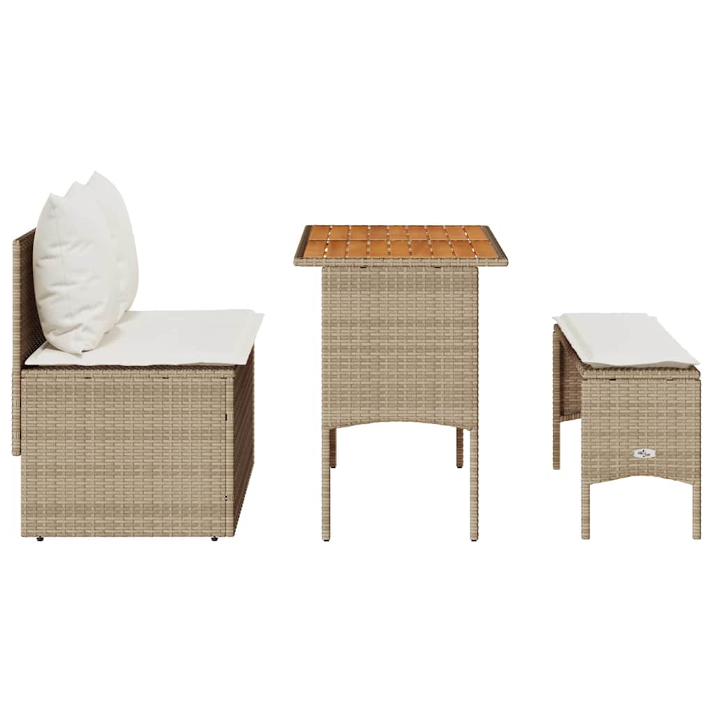 3-delige tuinset met kussens, beige polyrotan is nu te koop bij PeponiXL, paradijselijk wonen!