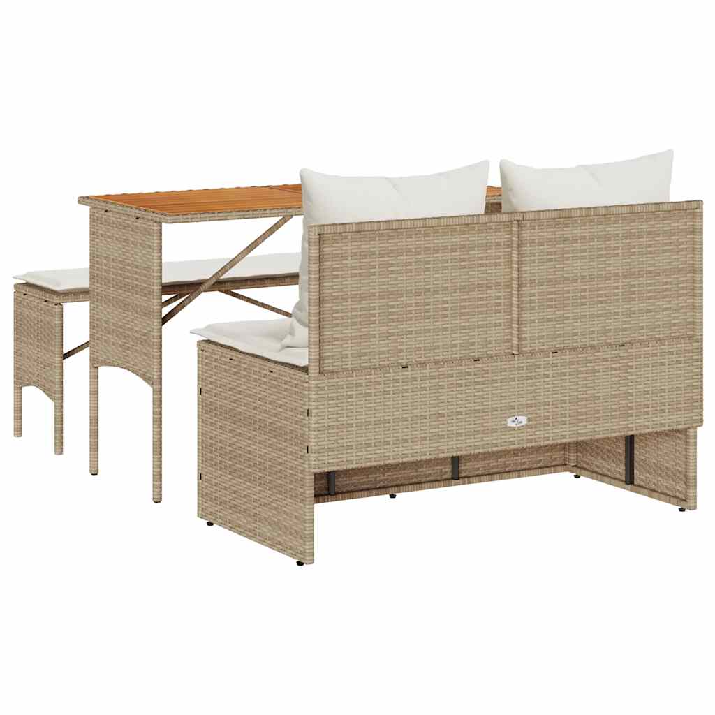 3-delige tuinset met kussens, beige polyrotan is nu te koop bij PeponiXL, paradijselijk wonen!