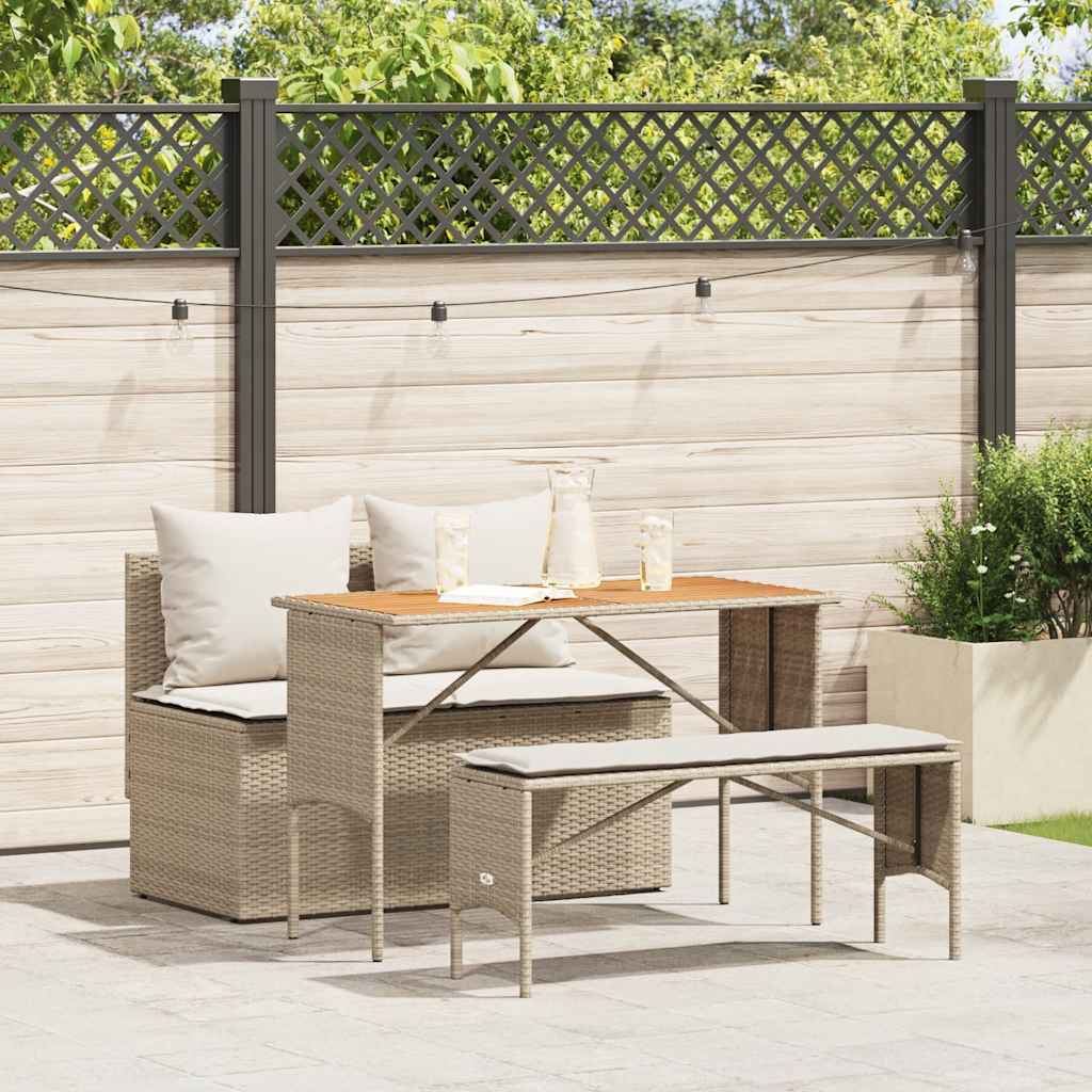 3-delige tuinset met kussens, beige polyrotan is nu te koop bij PeponiXL, paradijselijk wonen!