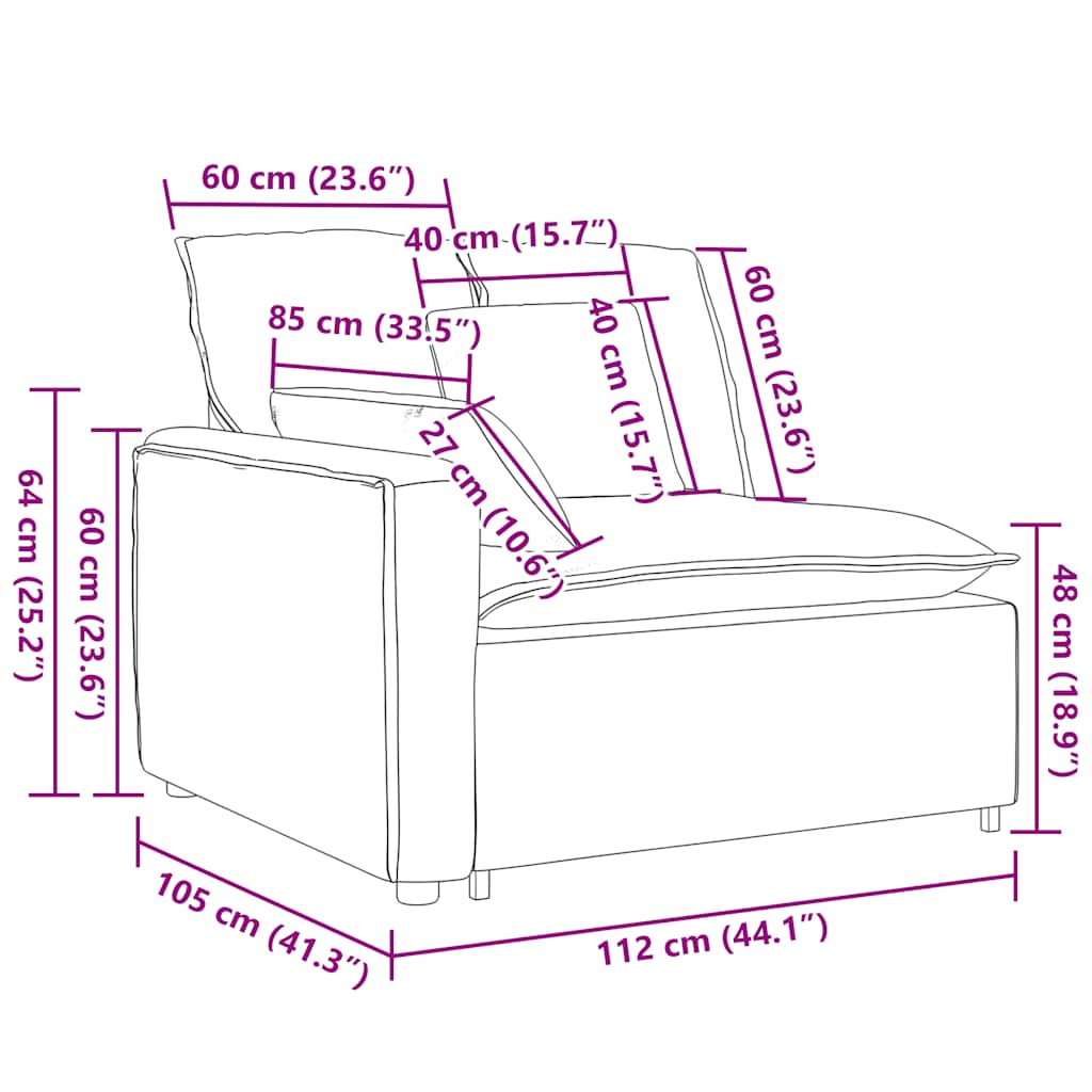 Modulaire bank Armleuning eindmodule met kussens 100 cm is nu te koop bij PeponiXL, paradijselijk wonen!