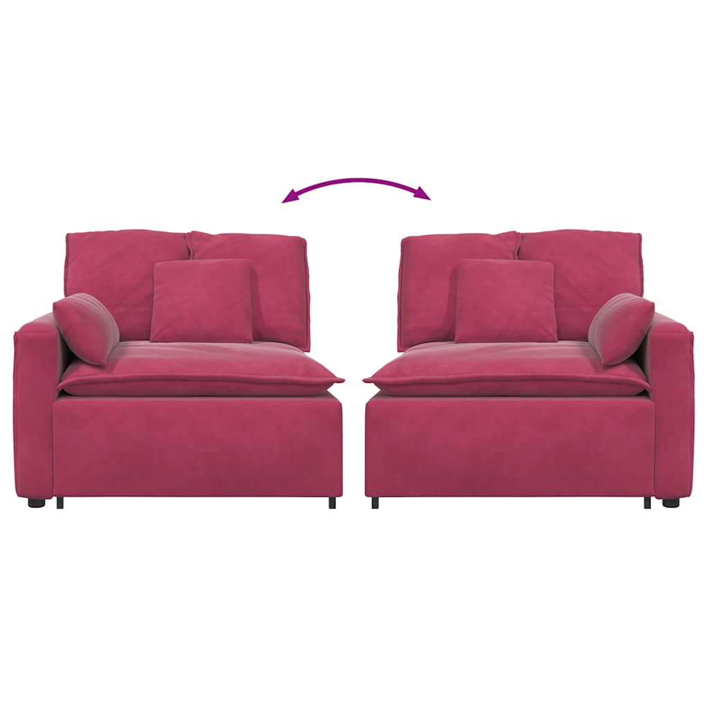 Modulaire bank Armleuning eindmodule met kussens 100cm wijnrood is nu te koop bij PeponiXL, paradijselijk wonen!