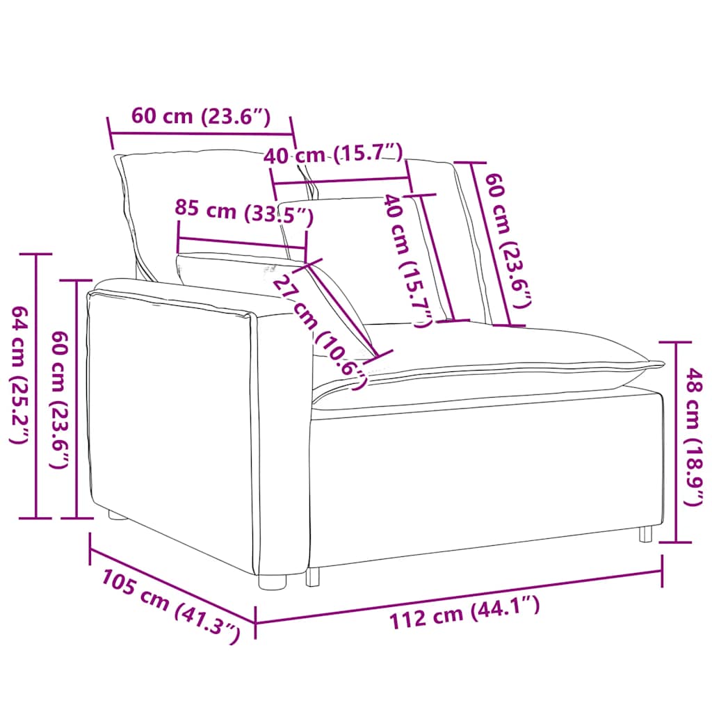 Modulaire bank Armleuning eindmodule met kussens 100 cm is nu te koop bij PeponiXL, paradijselijk wonen!