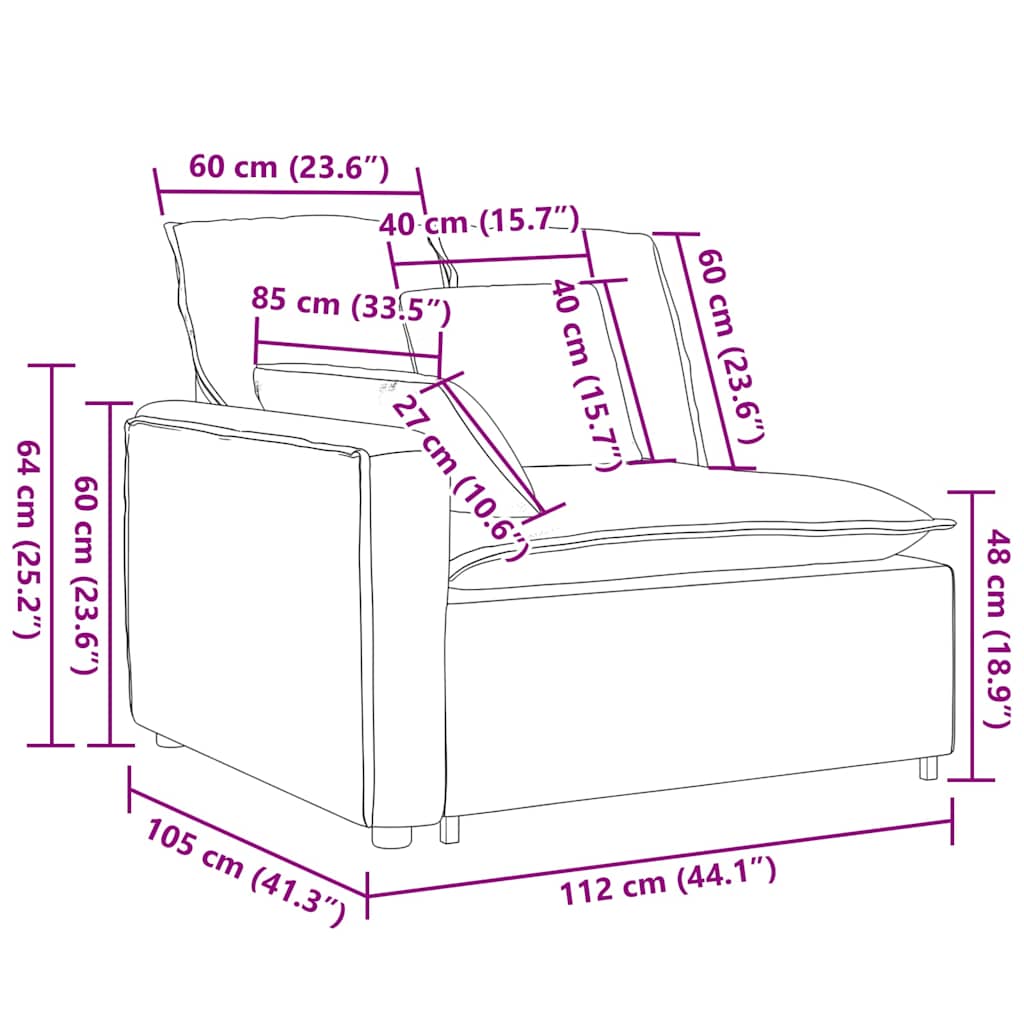 Modulaire bank Armleuning eindmodule met kussens 100 cm beige is nu te koop bij PeponiXL, paradijselijk wonen!