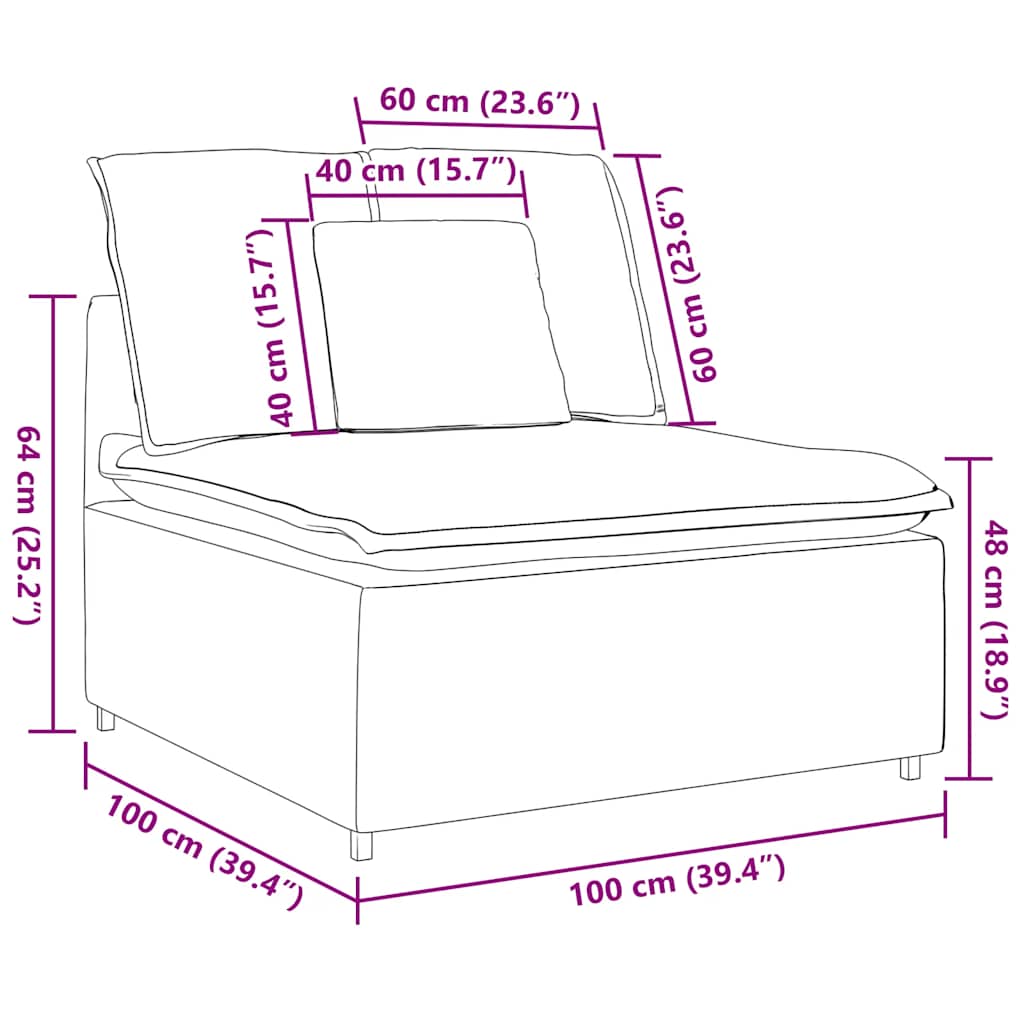 Modulaire bank middenmodule met kussens 100 cm beige is nu te koop bij PeponiXL, paradijselijk wonen!