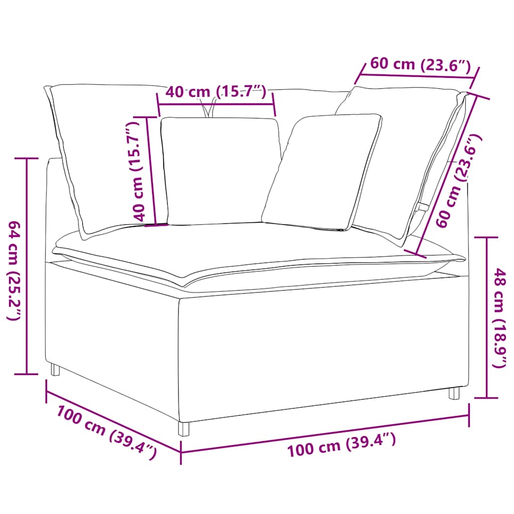Modulaire hoekmodule bank met kussens 100 cm blauw is nu te koop bij PeponiXL, paradijselijk wonen!