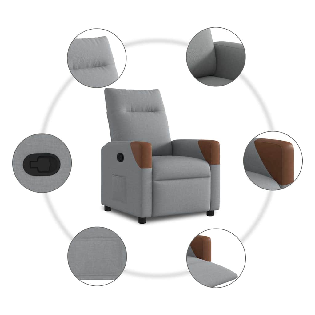 Fauteuil verstelbaar stof lichtgrijs is nu te koop bij PeponiXL, paradijselijk wonen!