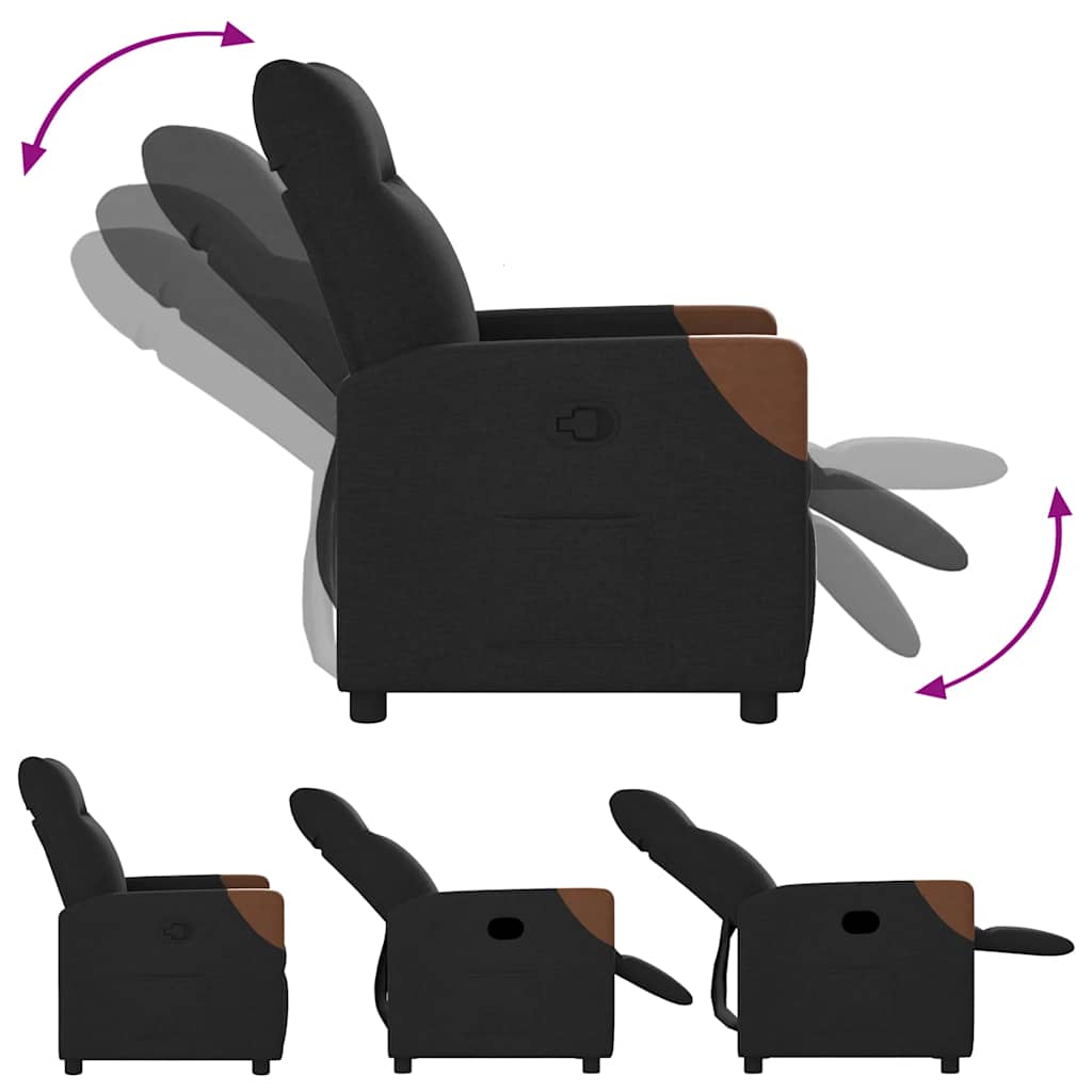 Fauteuil verstelbaar stof zwart is nu te koop bij PeponiXL, paradijselijk wonen!