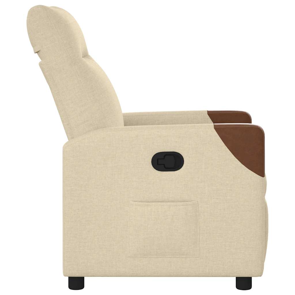 Fauteuil verstelbaar stof crèmekleurig is nu te koop bij PeponiXL, paradijselijk wonen!