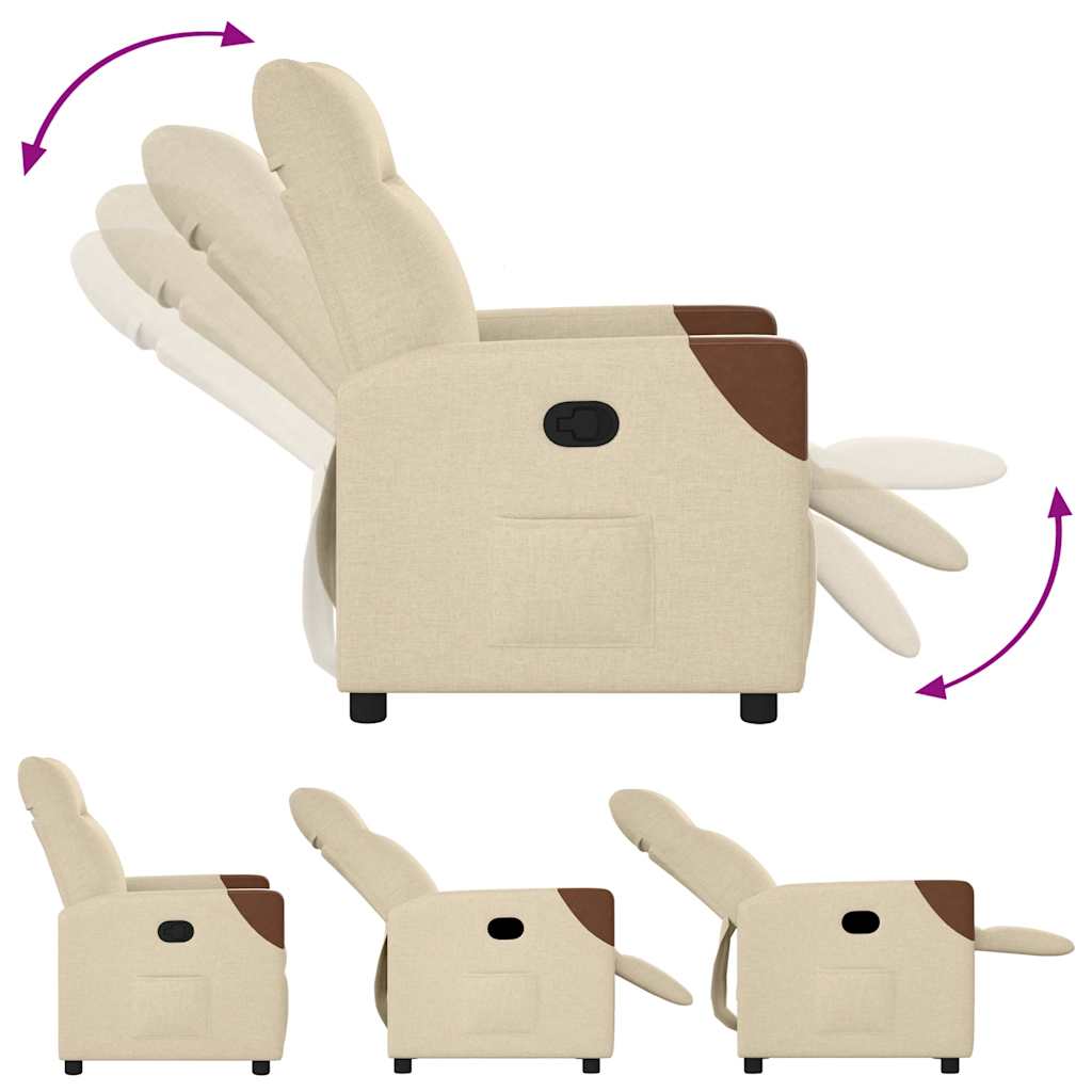 Fauteuil verstelbaar stof crèmekleurig is nu te koop bij PeponiXL, paradijselijk wonen!