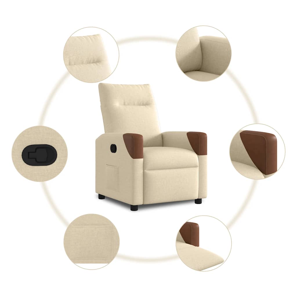 Fauteuil verstelbaar stof crèmekleurig is nu te koop bij PeponiXL, paradijselijk wonen!