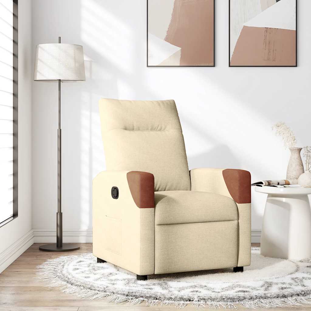 Fauteuil verstelbaar stof crèmekleurig is nu te koop bij PeponiXL, paradijselijk wonen!