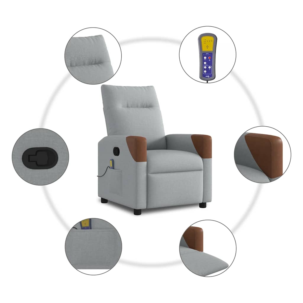 Massagestoel verstelbaar stof lichtgrijs is nu te koop bij PeponiXL, paradijselijk wonen!