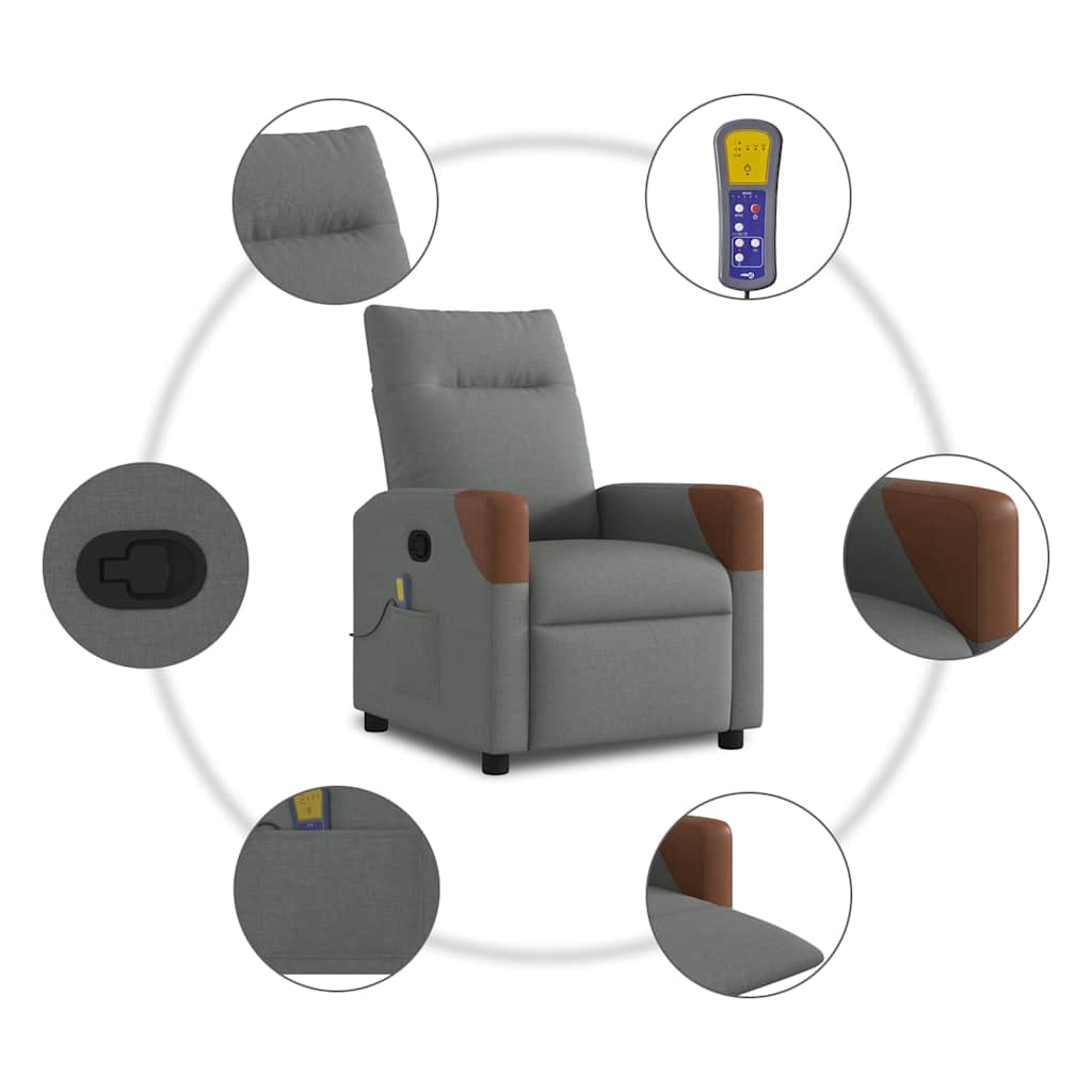 Massagestoel Donkergrijze Stof is nu te koop bij PeponiXL, paradijselijk wonen!