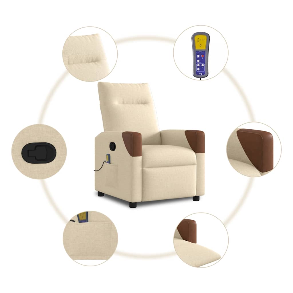 Massagestoel verstelbaar stof crèmekleurig is nu te koop bij PeponiXL, paradijselijk wonen!