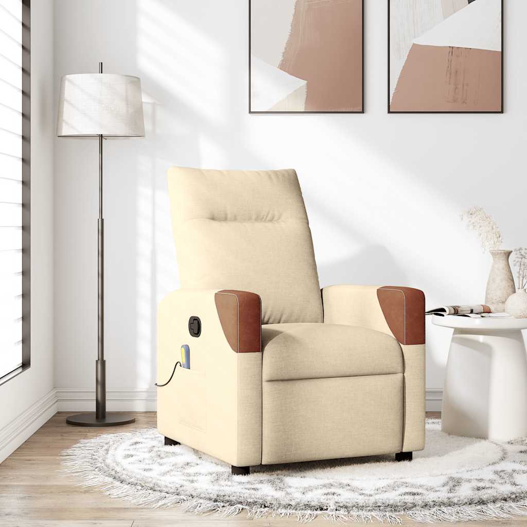 Massagestoel verstelbaar stof crèmekleurig is nu te koop bij PeponiXL, paradijselijk wonen!