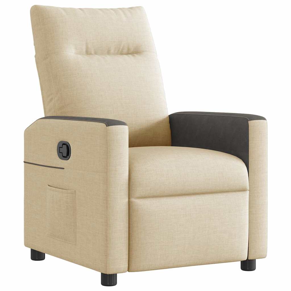 Fauteuil verstelbaar stof crèmekleurig is nu te koop bij PeponiXL, paradijselijk wonen!