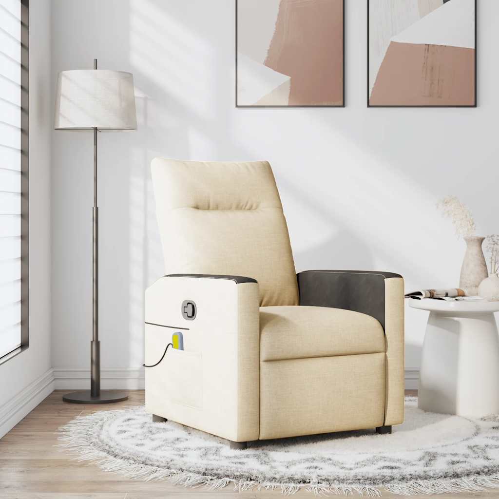 Massagestoel verstelbaar stof crèmekleurig is nu te koop bij PeponiXL, paradijselijk wonen!