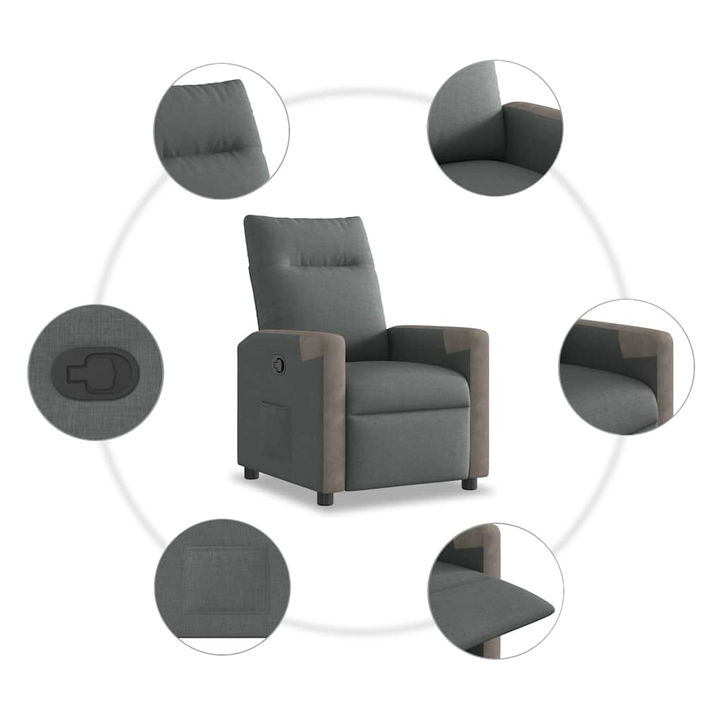 Fauteuil verstelbaar stof donkergrijs is nu te koop bij PeponiXL, paradijselijk wonen!