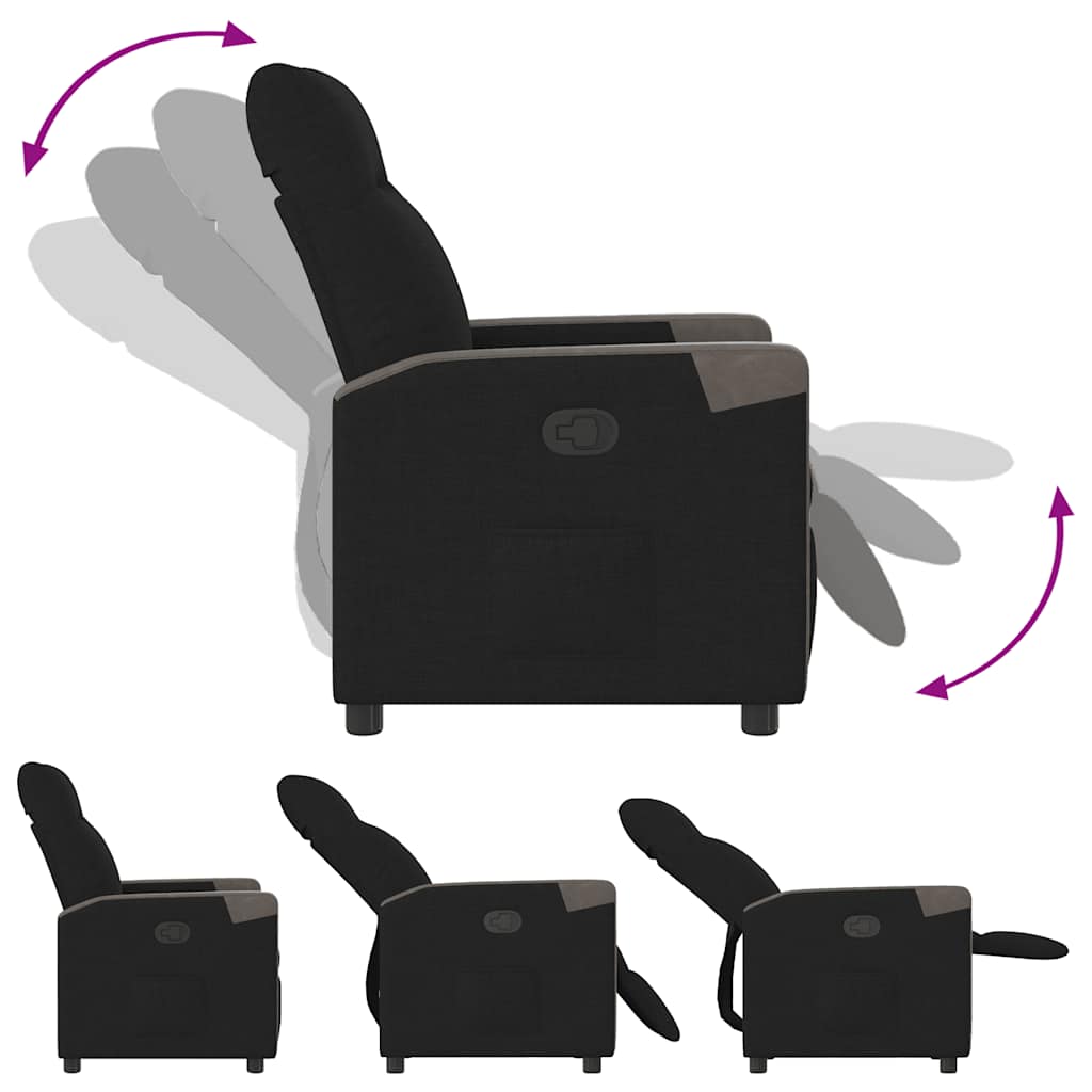 Fauteuil verstelbaar stof zwart is nu te koop bij PeponiXL, paradijselijk wonen!