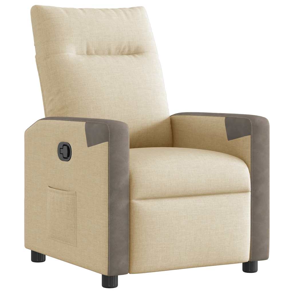 Fauteuil verstelbaar stof crèmekleurig is nu te koop bij PeponiXL, paradijselijk wonen!