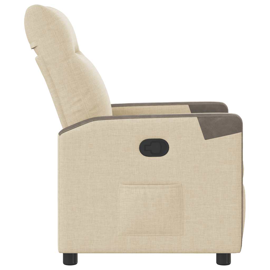 Fauteuil verstelbaar stof crèmekleurig is nu te koop bij PeponiXL, paradijselijk wonen!