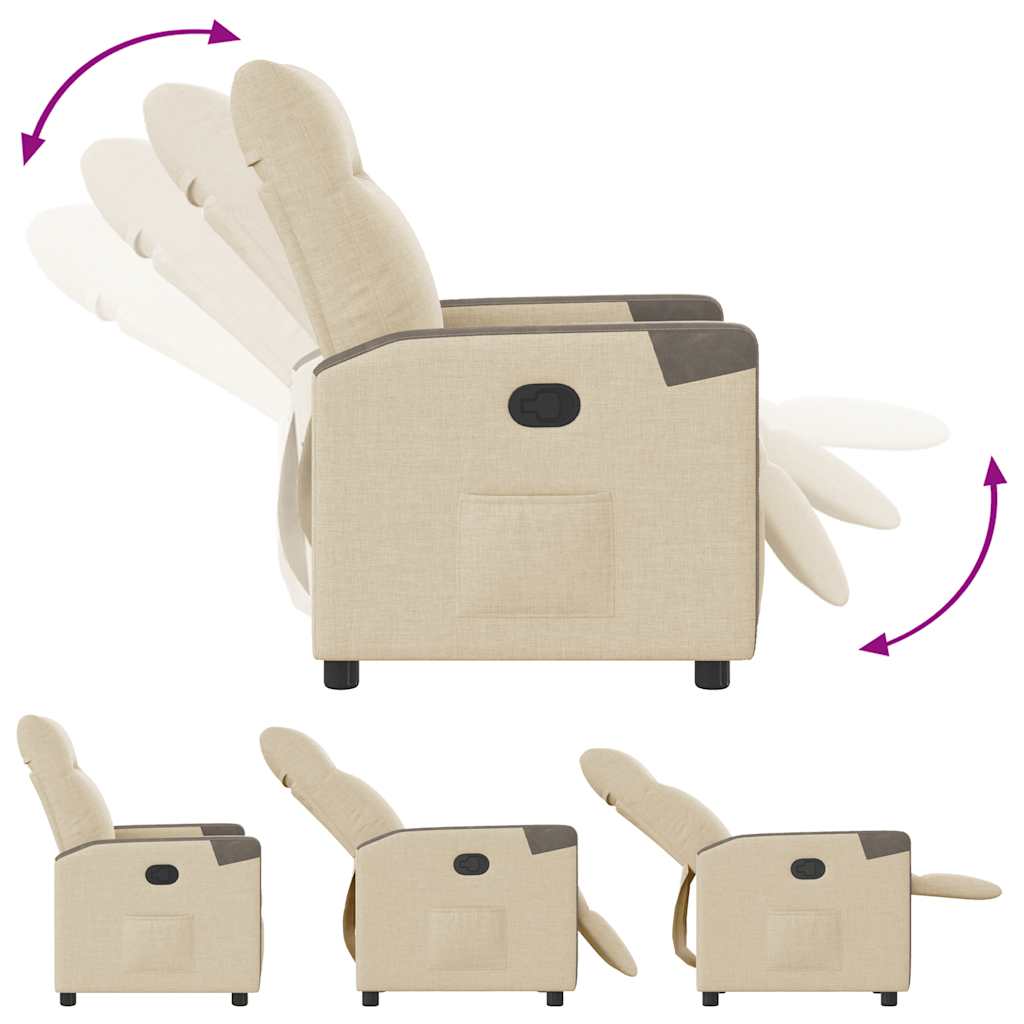 Fauteuil verstelbaar stof crèmekleurig is nu te koop bij PeponiXL, paradijselijk wonen!