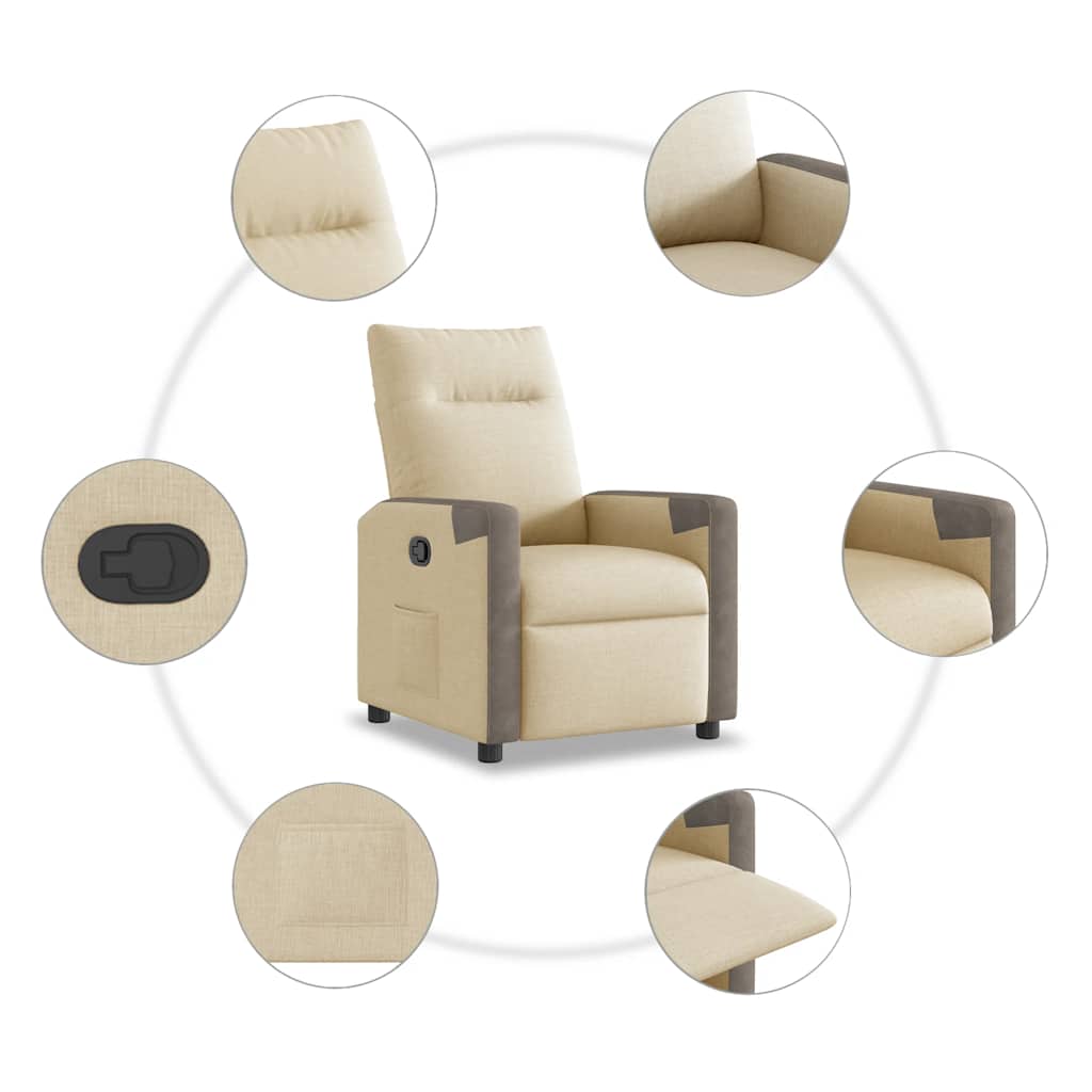 Fauteuil verstelbaar stof crèmekleurig is nu te koop bij PeponiXL, paradijselijk wonen!